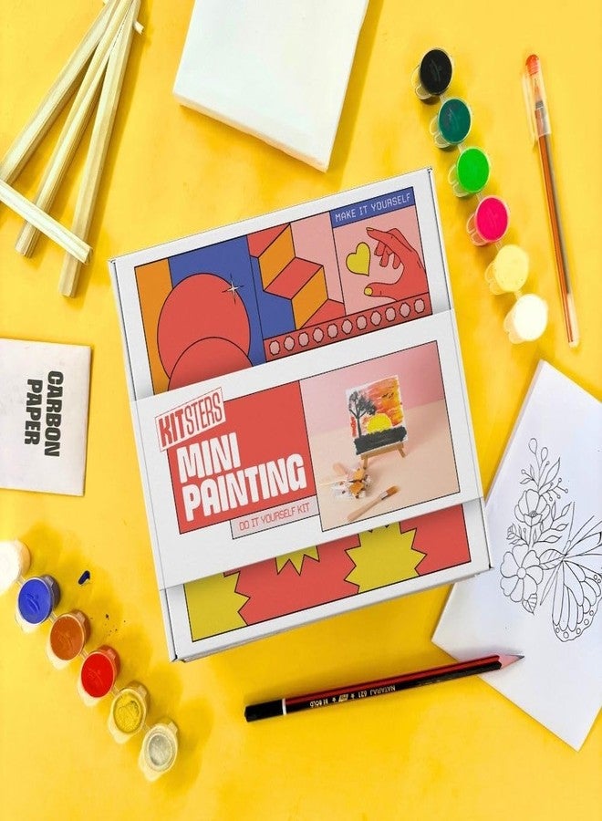 KITSTERS DIY Mini Painting Kit for Adults & Kids - Includes Canvas, Easel, Poster Colours, Brush & Stencil | Art & Craft Kit for Beginners | Painting Kit for Women, Children & Hobby Artists - Image 2